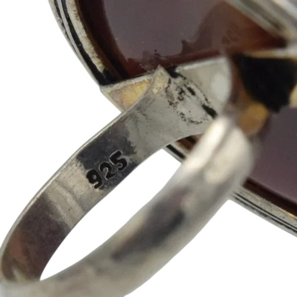 Vintage Sterling Silver & Hyacinth Jasper Ring Teardrop Purple - Picture 6 of 6